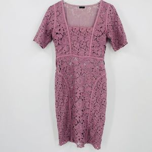 J. Crew Lilac Purple Lace Square Neck Midi Pencil Sample Dress. Size 2